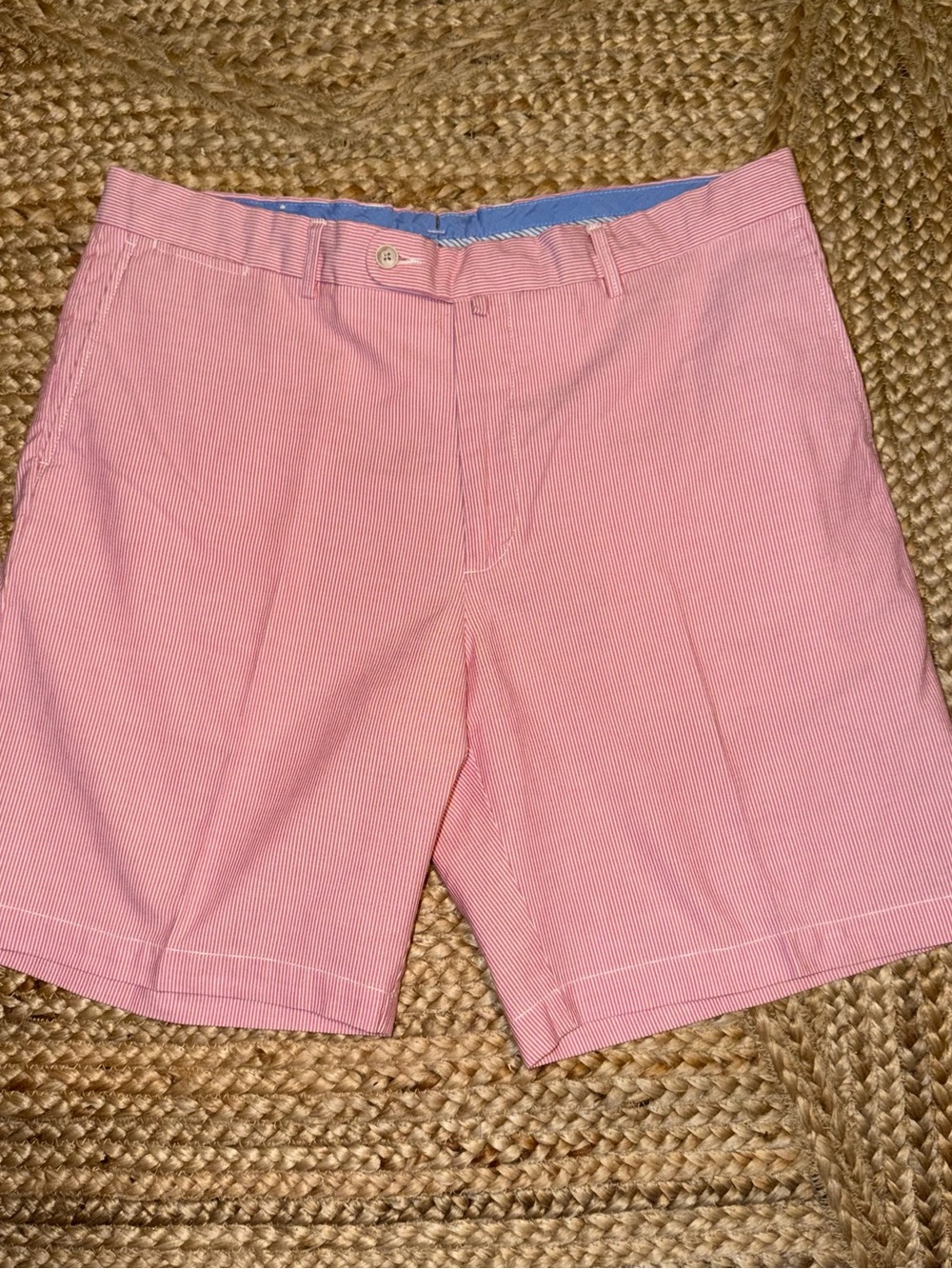 Peter Millar Front Flat Men’s Shorts Red White Striped Size 38